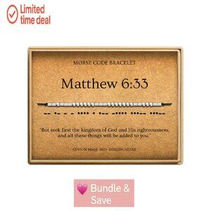 Sterling Silver Morse Code Bracelet, Adjustable Silk Cord, Inspirational Faith